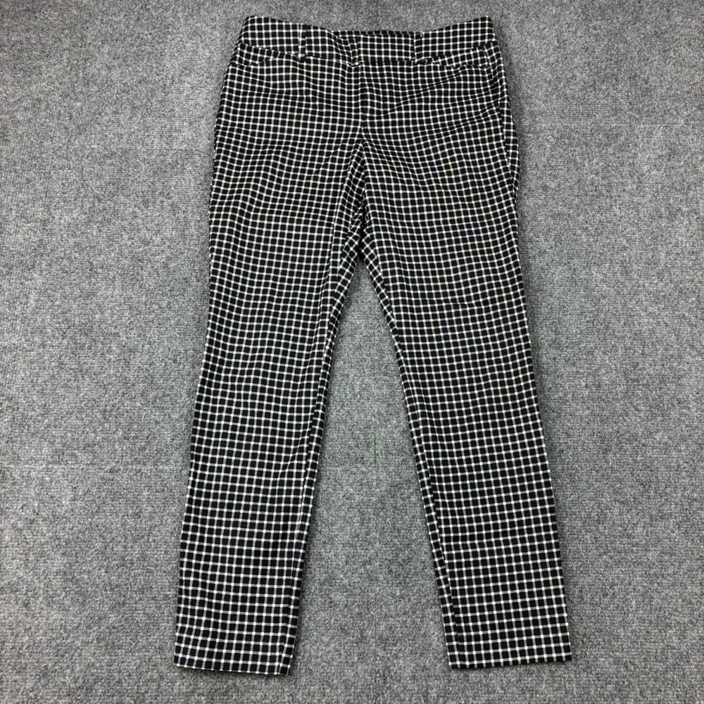 Old Navy Pixie Ankle Pants Womens Size 6 Black White Grid Check Mid Rise Tapered